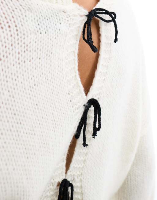 Jersey con cuello redondo y detalle de lazadas en la espalda de ASOS DESIGN, 3 de 4