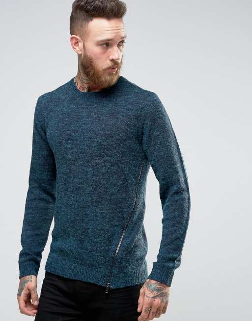 Jersey con detalle de cremalleras laterales en hilos peludos de ASOS
