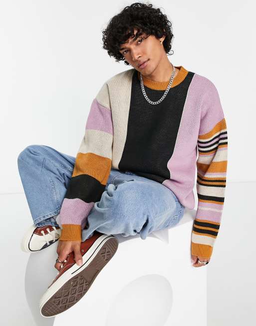 Jersey con diseño color block variado a rayas de punto de ASOS DESIGN