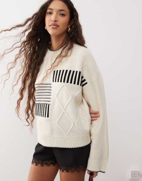Jersey con diseño tipo patchwork de punto de ochos de Miss Selfridge - view 1