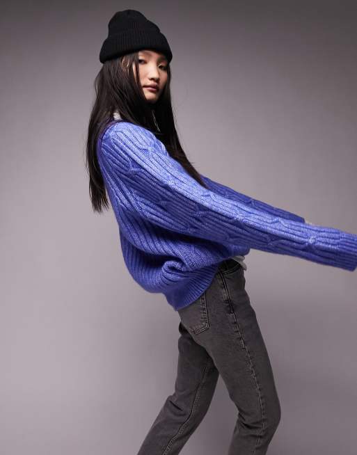 Jersey con mangas raglán de punto de ochos de Topshop 