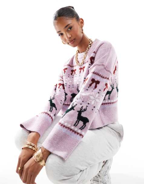 Jersey con patrón de grecas alpinas de Navidad y cuello redondo de ASOS DESIGN - view 1
