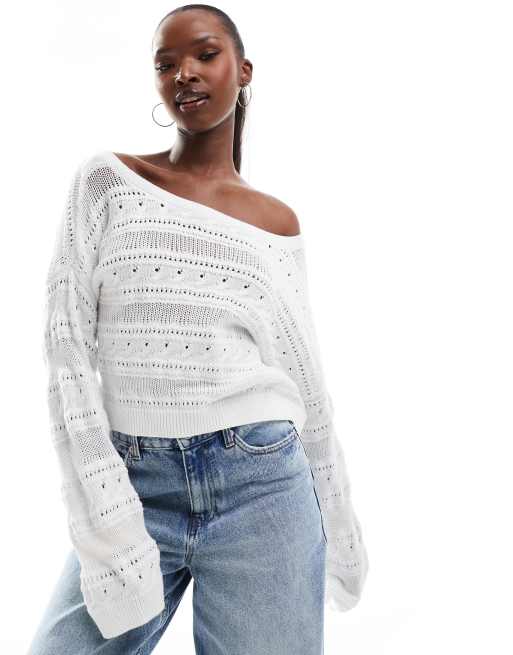Jersey corto blanco de punto calado de Hollister 