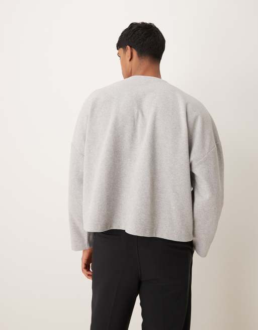 Jersey corto gris jaspeado ultragrande con cuello panadero de canalé grueso de ASOS DESIGN, 4 de 4