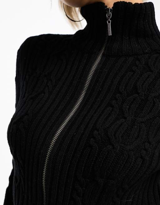 Jersey corto negro con cremallera de punto de ochos de Reclaimed Vintage, 4 de 4