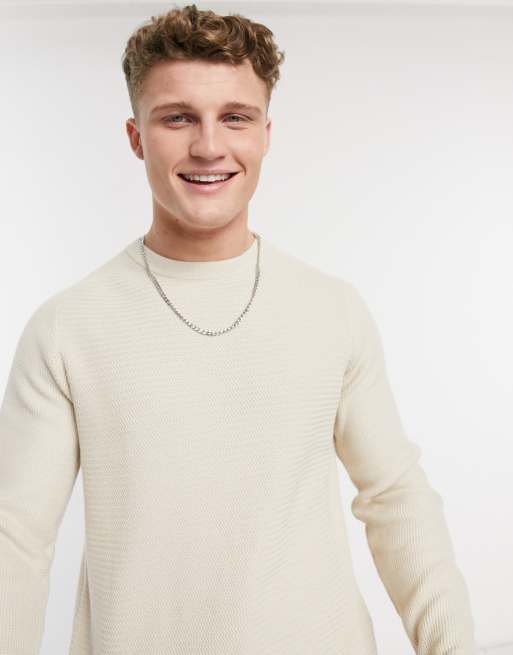 Jersey crema en punto fino de Selected Homme, 3 de 4