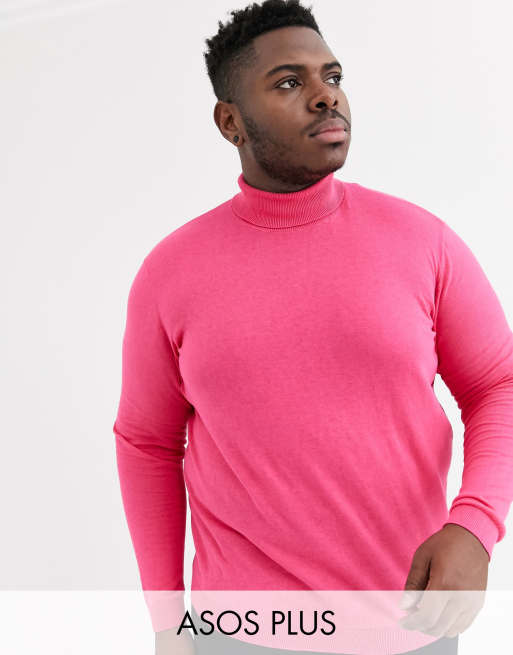 Jersey de algodón en rosa neón con cuello vuelto de ASOS DESIGN Plus