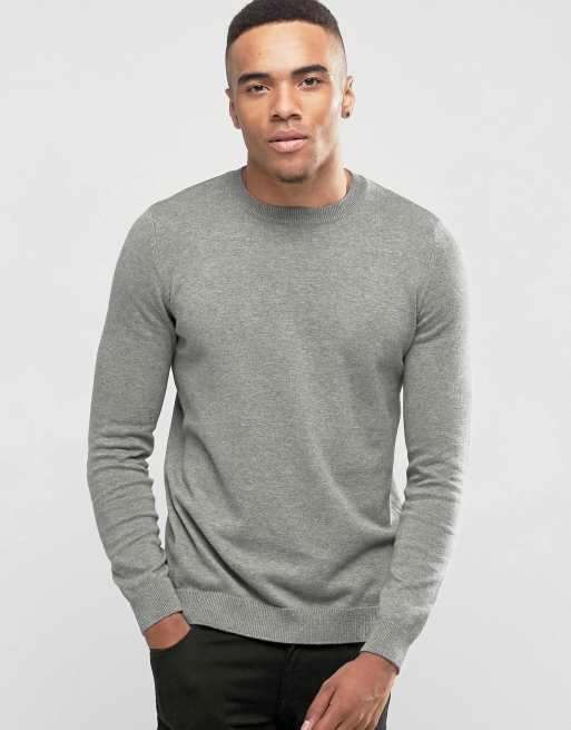 Jersey de cuello redondo en gris de New Look