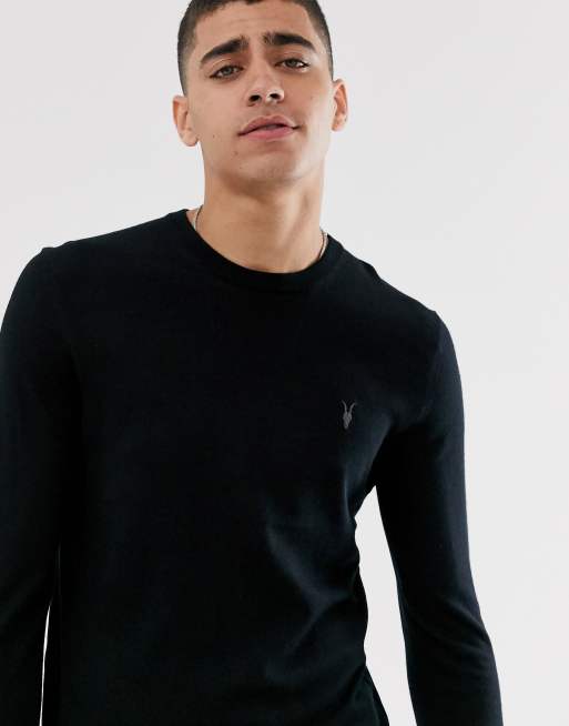 Jersey de cuello redondo en negro 100% de lana merino de AllSaints, 3 de 4