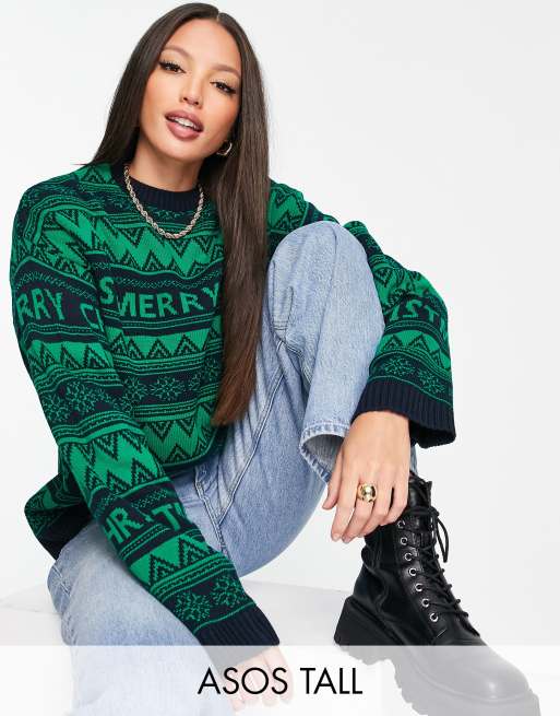 Jersey de Navidad con estampado de grecas alpinas Foundation de ASOS DESIGN Tall ASOS