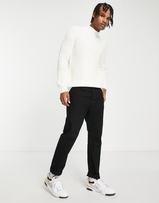 Jersey de pescador de canalé grueso blanco con cuello vuelto de ASOS DESIGN, 4 de 4