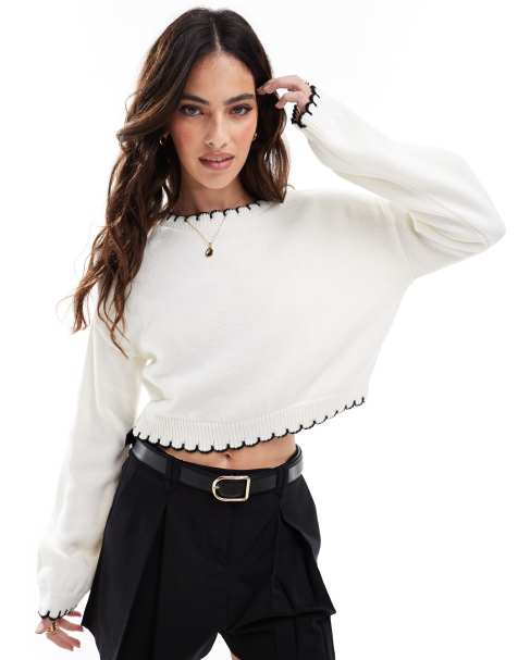 Jersey de punto con pespuntes de festón de Miss Selfridge - view 1