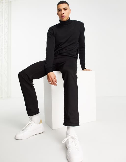 Jersey de vestir negro con cuello vuelto de punto de French Connection