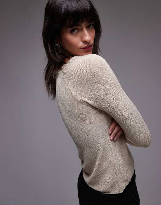 Jersey dorado con cuello de pico de Mango ASOS