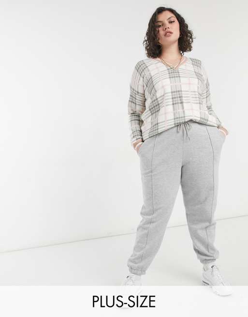 Jersey extragrande a cuadros con cuello de pico de Rokoko Plus
