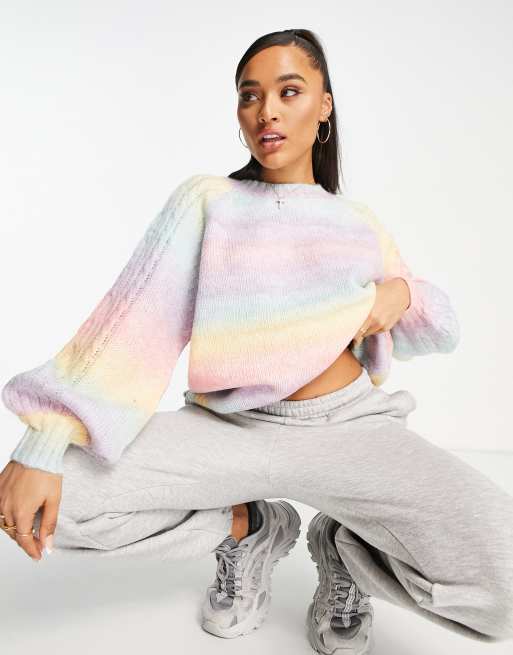 Jersey extragrande a rayas multicolores pastel de QED London
