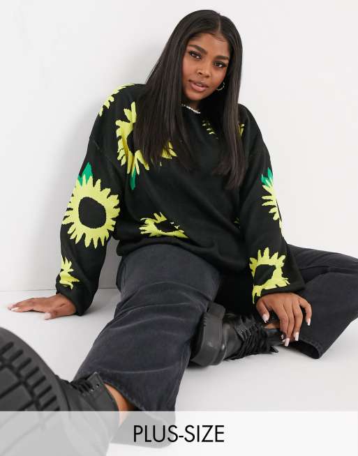 Jersey extragrande de punto con diseño de girasoles de Daisy Street Plus