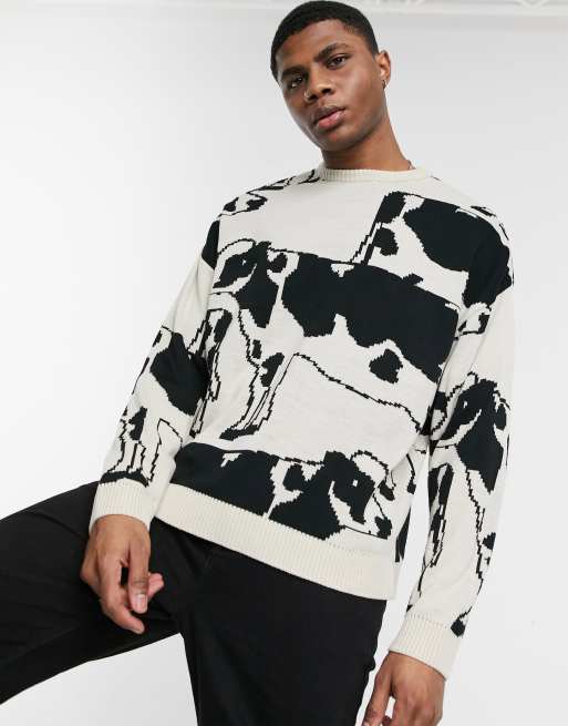 Jersey extragrande de punto con diseño de vaca de ASOS DESIGN