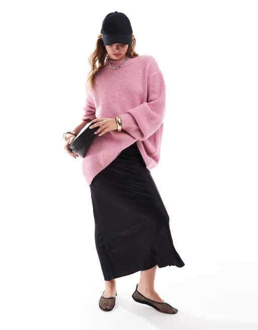 Jersey extragrande rosa de cuello redondo de ASOS DESIGN