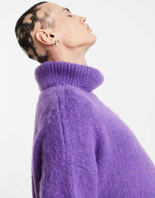 Jersey extragrande violeta con cuello alto de punto mullido de ASOS DESIGN, 3 de 4