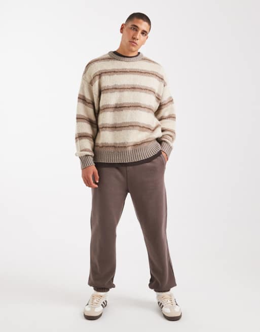 Jersey gris a rayas de corte cuadrado con cuello redondo de punto mullido de Cotton On, 2 de 5