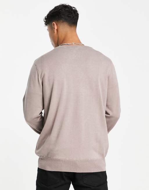 Jersey gris ajustado y elástico de punto fino con cuello redondo Premium de Gianni Feraud, 2 de 4