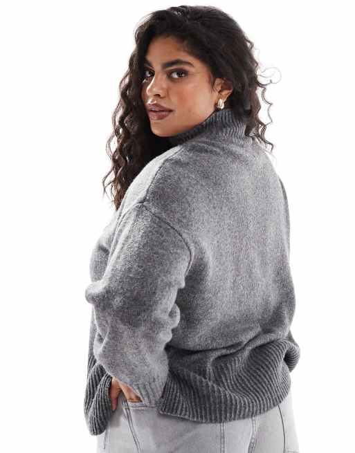 Jersey gris carbón con cuello subido y puños vueltos de punto de ASOS DESIGN Curve, 4 de 4