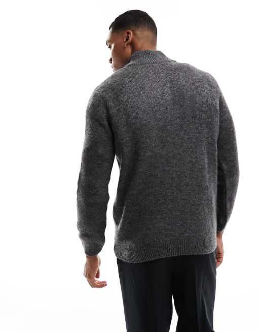 Jersey gris carbón con media cremallera de punto afelpado de ASOS DESIGN, 4 de 4