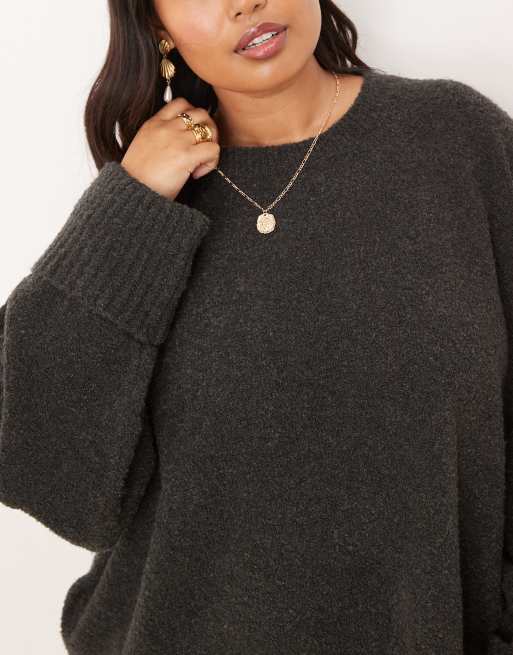 Jersey gris carbón oscuro de punto Camille de Pretty Lavish Curve, 2 de 4