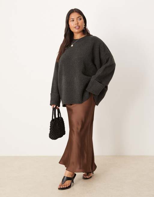 Jersey gris carbón oscuro de punto Camille de Pretty Lavish Curve, 3 de 4