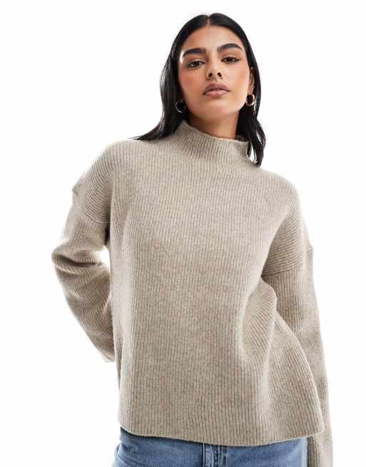 Jersey gris claro con cuello alto de Abercrombie & Fitch