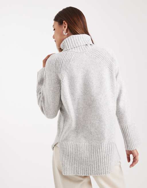 Jersey gris claro con cuello alto de tejido suave de Brave Soul, 2 de 4