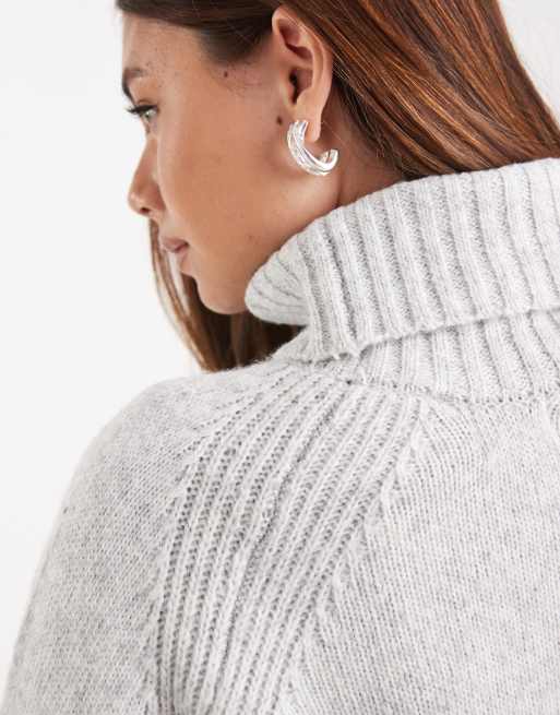 Jersey gris claro con cuello alto de tejido suave de Brave Soul, 4 de 4