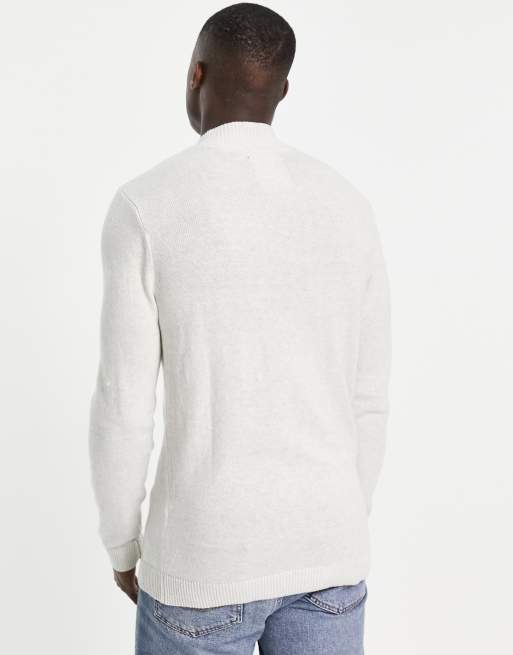 Jersey gris claro con logo y media cremallera de Hollister, 3 de 4
