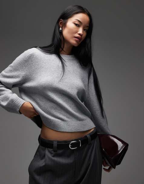 Jersey gris claro jaspeado con cuello redondo y mangas voluminosas de & Other Stories - view 1