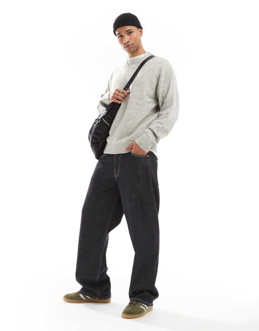 Jersey gris claro jaspeado extragrande con cuello redondo de punto mullido de Jack & Jones , 2 de 4