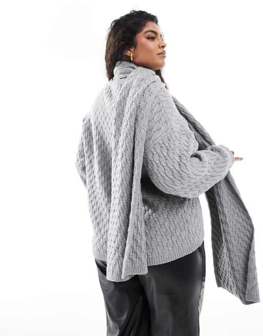 Jersey gris con bufanda de punto de ochos de 4th & Reckless Plus, 4 de 4
