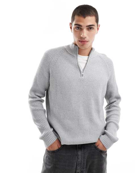Jersey gris con cremallera corta de punto de Hollister - view 1