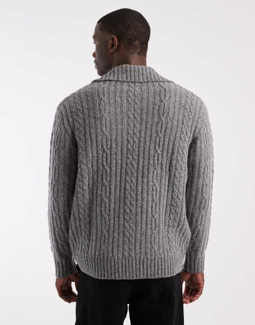 Jersey gris con cremallera de punto grueso rico en lana de Levi's, 3 de 5