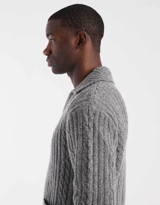 Jersey gris con cremallera de punto grueso rico en lana de Levi's, 4 de 5