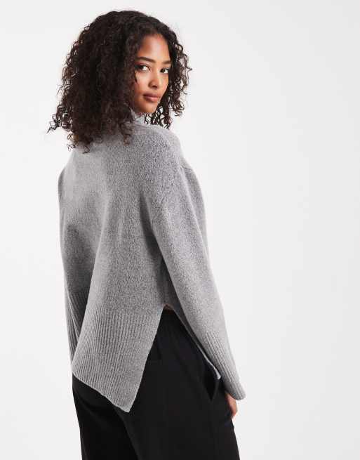 Jersey gris con cuello alto y mangas anchas de Brave Soul, 4 de 4