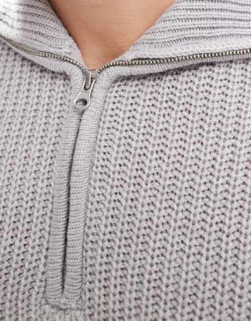 Jersey gris con cuello alzado y cremallera corta de Brave Soul, 3 de 4