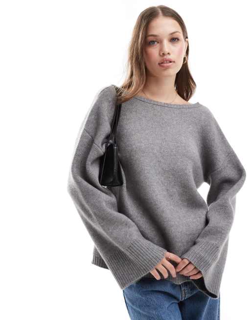 Jersey gris con cuello barco de Pretty Lavish
