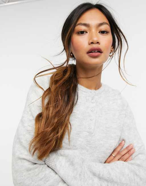 Jersey gris con cuello panadero de ASOS DESIGN