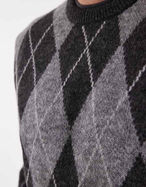 Jersey gris con estampado de rombos de punto de New Look, 5 de 5