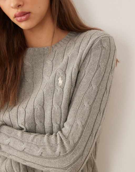 Jersey gris con logo de punto de ochos de algodón de Polo Ralph Lauren, 2 de 4