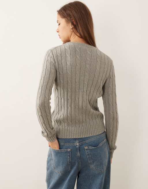 Jersey gris con logo de punto de ochos de algodón de Polo Ralph Lauren, 4 de 4