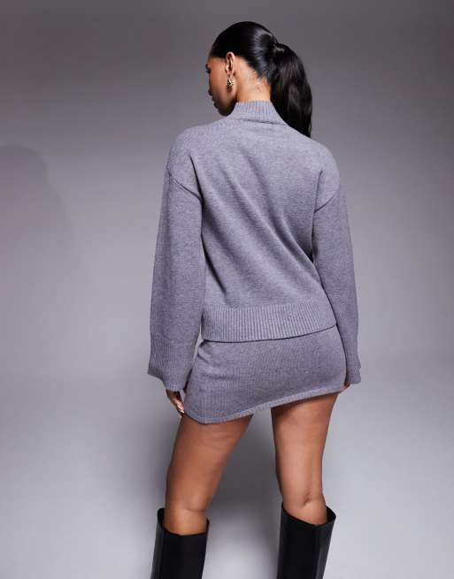 Jersey gris con mangas extragrandes y cuello alto de Aria Cove (parte de un conjunto), 3 de 4
