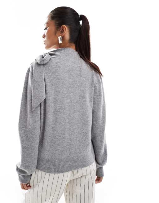 Jersey gris de lana con detalle de bufanda anudada de & Other Stories, 4 de 4