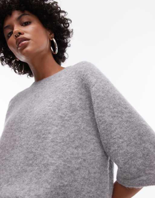 Jersey gris de manga corta de punto de lana de alpaca de & Other Stories, 2 de 4